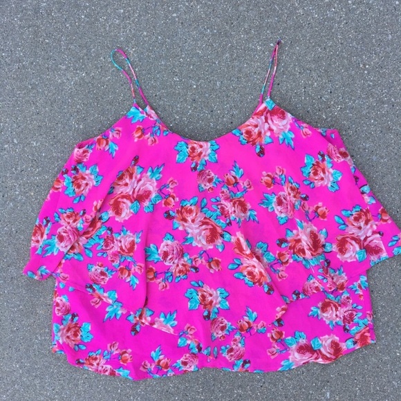 Paper Crane Layered Floral Pink Tank Top size Medium - Picture 7 of 9